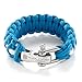 X-Plore Gear Paracord Bracelet Survival Kit For Men & Women | Adjustable Stainless Steel D Shackle Gear For Comfy Fit | For Emergencies, Travel, Hiking, Wilderness, Camping, Fishing (Blue & White)