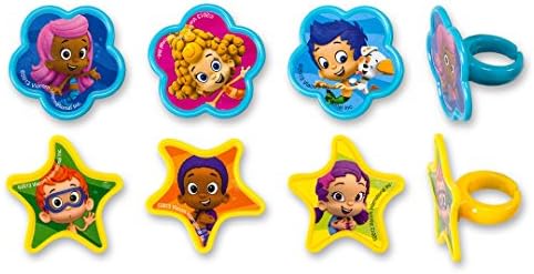 CakePicke Cake Cupcake Topper Bubble Guppies Gil, Molly & Gang Cupcake Rings - 12 Ct