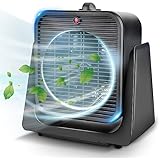 TRUSTECH Air Circulator Fan 2 in 1 Portable Quiet Cooling w/Space Heater for All Year Around, Tip Over & Overheat Protection, Personal Small Floor Desk Office Home Whole Room, Black