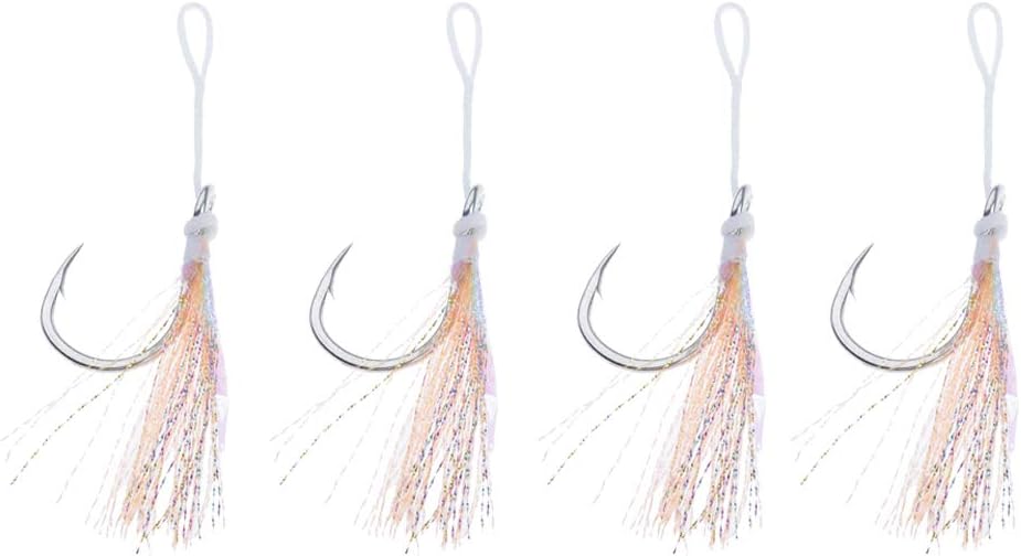 Injoyo 4pcs Carbon Steel Jigging Jigs Hook Slow Fast Fall Size 1/0,3/0,5/0,7/0,9/0