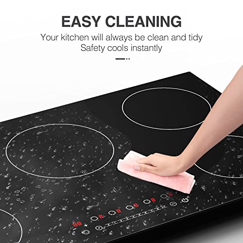VBGK Induction Cooktop, with 5 Burners Desktop Built-in Cooktop, 7400W 240V Induction Stovetop 9 Power,Levels Sensor Touch Control,Child Safety Lock,1-99 Minutes Timer,Induction Burner