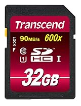 Transcend 32GB SDHC Class 10 UHS-1 Flash Memory Card Up to 90MB/s (TS32GSDHC10U1E)