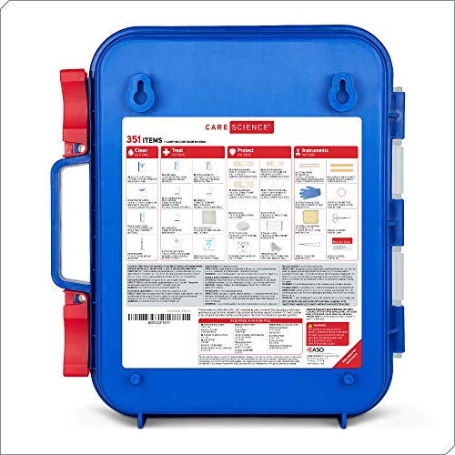 Care Science First Aid Kit Professional + All Purpose, 351 Pieces - Meets OSHA ANSI 2015 Guidelines with Wall Mount. Professional Use for Work, School, Home, Car, Survival, Camping, Hiking, and More