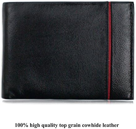 Men RFID Genuine Leather Wallet| Bifold Wallet| Leather RFID Blocking Wallet &amp; Non-RFID wallet| Best Gift (RFID -Black)