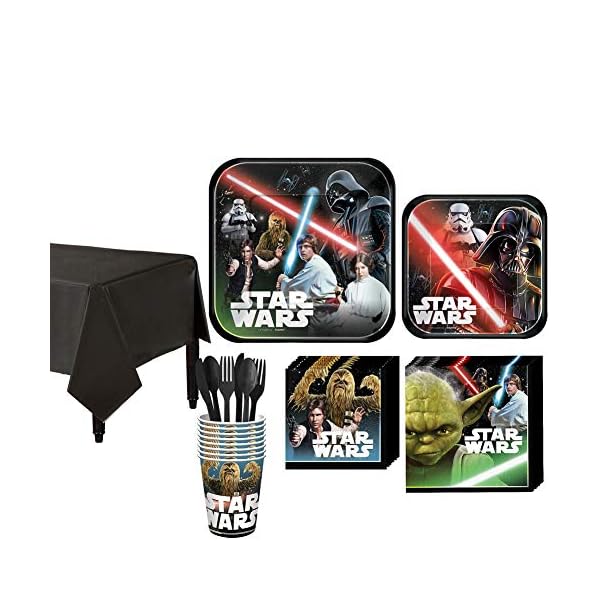 Party City Star Wars Birthday Party Supplies Tableware Kit for 8 Guests