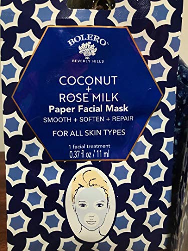 Kit BOLERO Coconut + Rose Milk Facial Serum (MOISTURIZE/REJUVENATE) & Paper Facial Mask Smooth Soften Repair FOR ALL SKIN TYPES