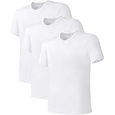 DAVID ARCHY Men's Undershirts Combed Cotton T-Shirt Soft Moisture-Wicking Undershirt Crew Neck or V Neck Tees 3 Pack