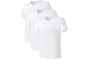 DAVID ARCHY Men's Undershirts Combed Cotton T-Shirt Soft Moisture-Wicking Undershirt Crew Neck or V Neck Tees 3 Pack