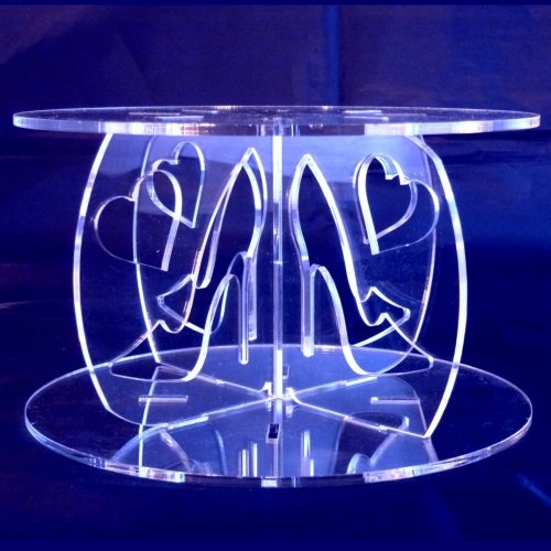 Super Cool Creations High Heels & Hearts Round Acrylic Pillars Wedding & Party Cake Separators/Stands 25cm - 23cm