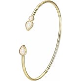 Lit Wall Opal Bangle Bracelet for Women 18K Gold Plated Adjustable Minimalist Gold Opal Bracelet Cuff Bracelet for Women