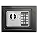 Digital Security Safe Box for Valuables- Compact Waterproof and Fireproof Steel Lock Box with Electronic Combination Keypad by Stalwart- Black