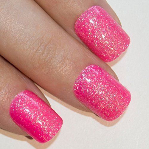 Bling art false nails french manicure pink fuschia gel glitter me…