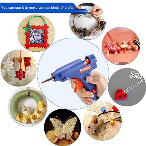Hot Glue Gun with Small Nozzle Tip and Glittery Glue Sticks Rapid Heating Technology Glue Gun Kit with Storage Bag for Home & Office DIY Craft Projects and Repairs (20Watt Blue)