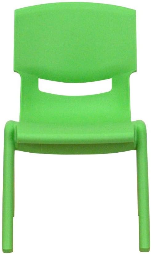 Flash Furniture Green Plastic Stackable School Chair with 10.5'' Seat Height: Furniture & Decor