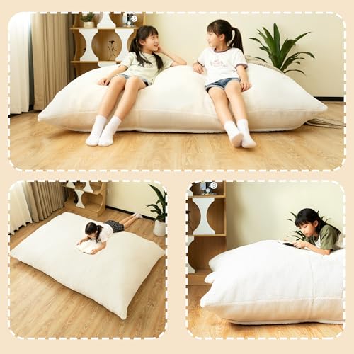 WWI Soft Bean Bag Cozy Bean Bag Bean Bag Chair Best for Lounging Indoor Kids & Adult Soft Velvet Fabric Comfy Couch with Handle (beige)