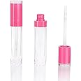 COSIDEA 26 pcs Empty 8ml Lip Gloss Tubes with clear Wand，Round Rose Pink Lipgloss Containers，DIY cosmetic packing Container Bulk Wholesale