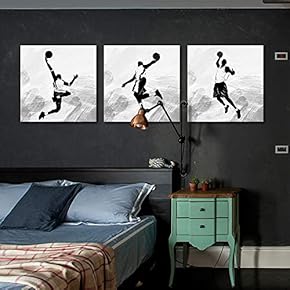 3 Panel Canvas Wall Art Play Basketball Pictures Home Wall Decorations for Bedroom Living Room Paintings Canvas Prints Framed - 12"x12"x3 Panels