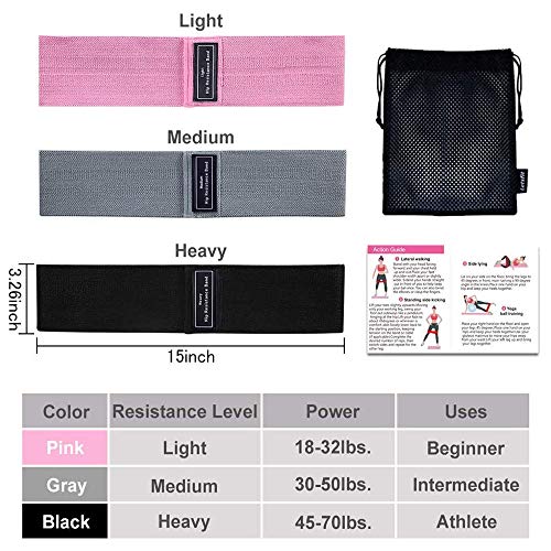 ANDSTON Resistance Bands for Legs and Butt, Non-Slip Elastic Fitness Booty Bands, Fabric Workout Bands Exercise Loops Bands Hip Bands for Women Body Stretching, Yoga, Pilates (3 Pack)