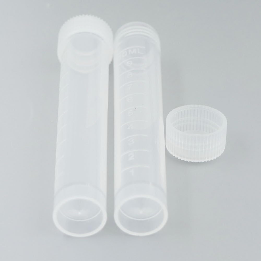 Bluemoona 20 Pcs - 10ml Scientific Plastic Test Tubes Screw Vial Clear Cap seal Cap Pack container