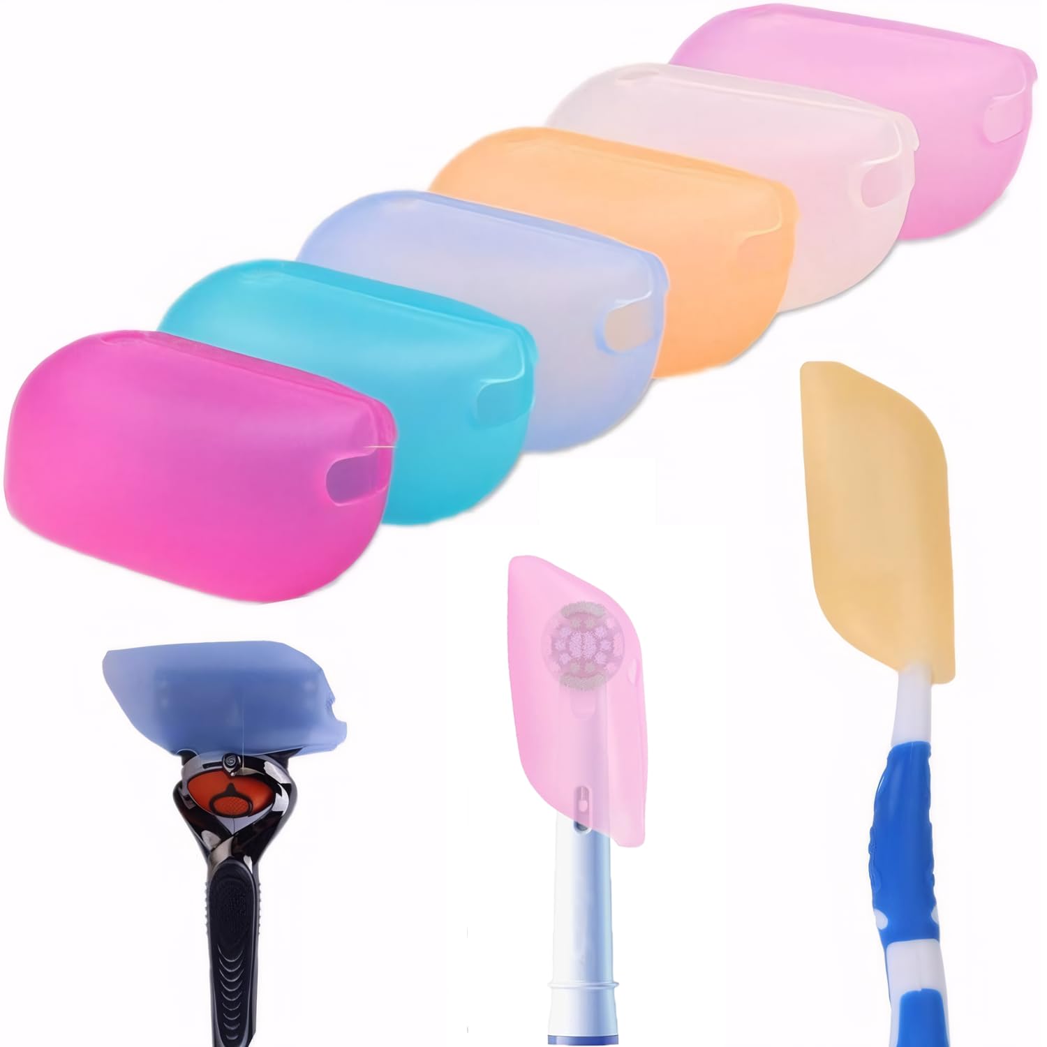 Toothbrush Head Covers Protect for Outdoor: 6 Colors Portable Silicone Electric Toothbrush Cap for Travel Camping Hiking Holiday