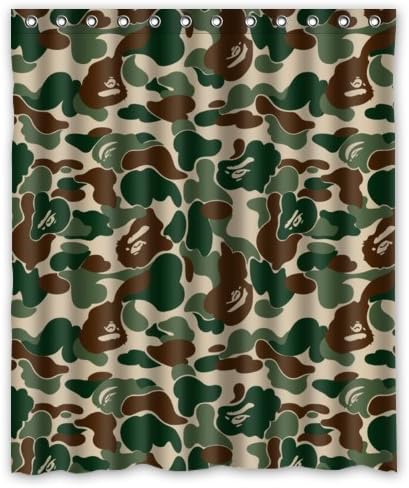 60"(Width)x 72"(Height) Special Design Bape Camouflage Green Waterproof Bathroom Shower Curtain,Bathroom decor