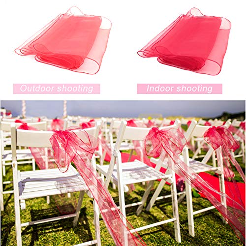image for BIT.FLY Organza Chair Sashes for Wedding Party - Red Chair Cover Sashe