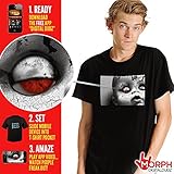 Morphsuits Men's Digital Dudz Creepy Doll Face Shirt Halloween, Black, Large