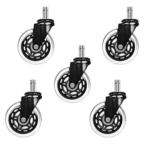 Owfeel 3-Inch Office Chair Caster Wheels Replacement for Desk Floor Mat - Rollerblade Style(Set of 5)
