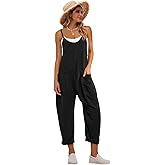 YESNO Women's Casual Floral Jumpsuits Spaghetti Straps Sleeveless Boho Summer Loose Harem Overalls Rompers with Pockets PZU
