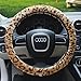 Bao Core Fashion Leopard Plush Stretch-On Vehicle Steering Wheel Cover Car Wheel Protector Decoration (Coffee)