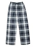 Ultra Soft Unisex Youth 100% Cotton Flannel Pants - Classic Navy/White, Large