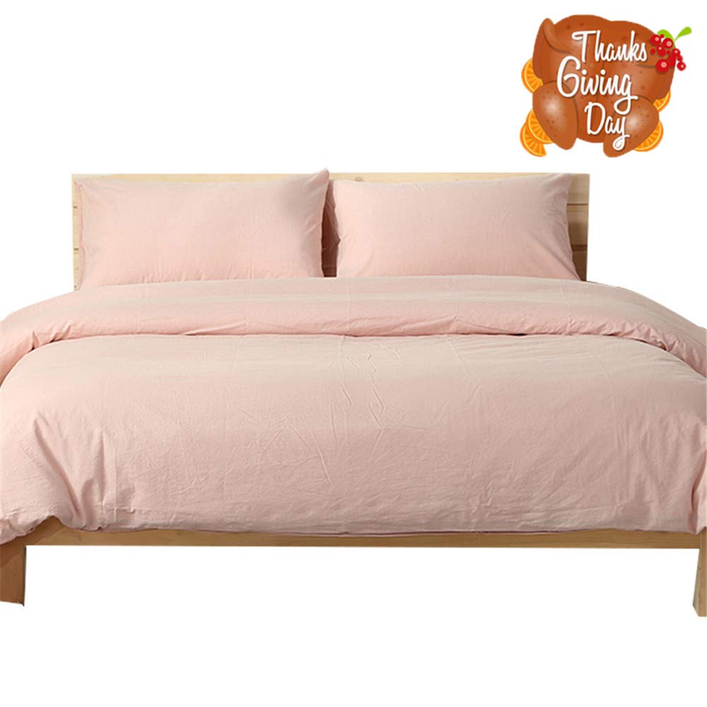 OTOB Girls Duvet Cover Sets Twin 100% Washed Cotton Home Textile Teen Bedding Sets Pink Children Soft Reversible 3 Piece Bed Set Gift for Kids Toddler Princess Women Students, Twin