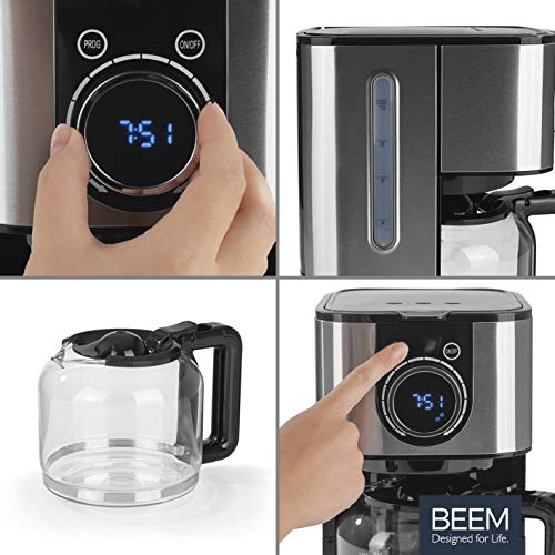 BEEM RESH-AROMA-SWITCH Filterkaffeemaschine - Glas | Edelstahl | 1,25 l Glaskanne | Stylisches Bedienrad | 24h-Timer… – Bild 5