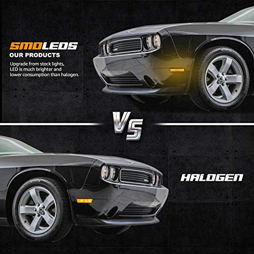 RUXIFEY Sequential LED Side Marker Lights Smoked Front Sidemarker Compatible with Dodge Challenger 2008 to 2014 Amber - Pack of 2