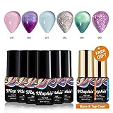 Maphie Gel Nail Polish Sets, 6 Colours Pastel Glitter Colour Including 2 Changing Gel UV LED Soak Off Gel Varnish Manicure with FREE TOP BASE COAT SET 6ml
