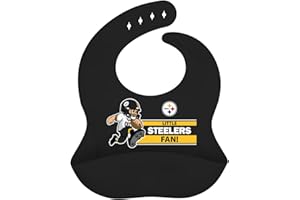 Baby Fanatic Pittsburgh Steelers Silicone Bib - Premium Quality, Educational, and Fun Activity for Kids and Families - Great Gift Idea for Holidays, Birthdays, and Everyday Playtime