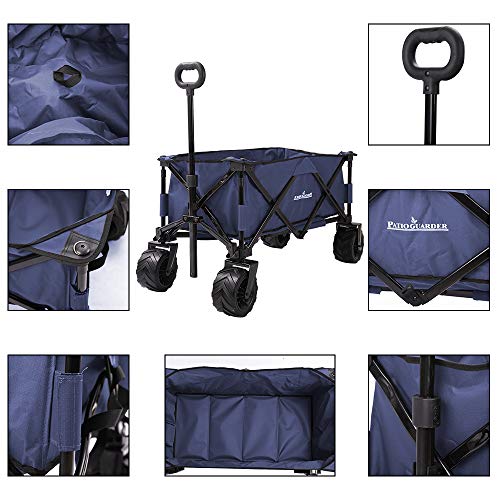 Patio Guarder Folding Collapsible Wagon Cart, All Terrain Utility Wagon, Heavy Duty Outdoor Garden Beach Wagon - Perfect Use for Camping, Shopping, Picnic, Beach, Sports, Blue - Thumbnail 6
