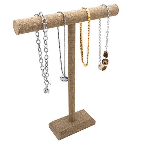 Tall Burlap T-Bar Necklace or Chain Display