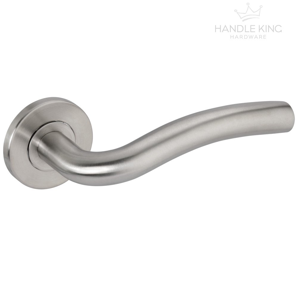 Brushed Steel Door Handles on Slimline Round Rose H730050S Amazon.co