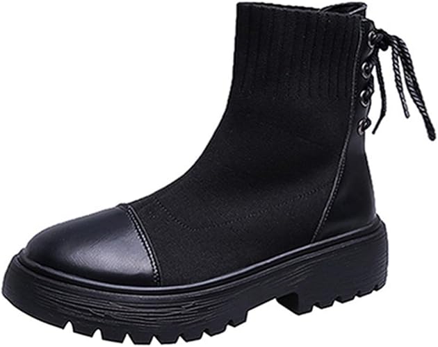 Amazon ダキシ 編み上げブーツ レースアップブーツ レディース ローヒール カジュアル ブラック 歩きやすい 太めヒール 通勤 通学 卒業式 袴ブーツ かっこいい 通気 痛くない アンクルブーツ ショートブーツ マーティンブーツ ブーツ ブーティ