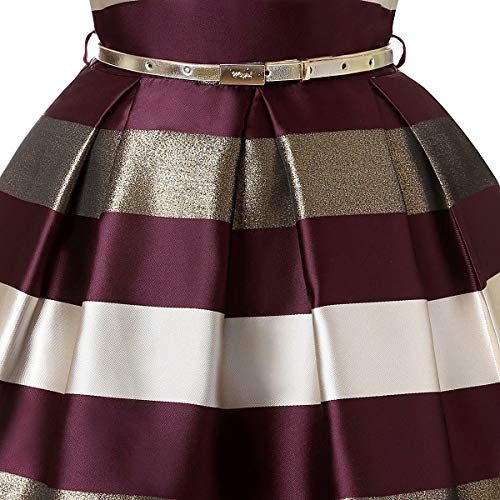AYOMIS Litter Big Girl Dress Princess Gowns Party Wedding Dresses(Burgundy&Gold,4-5Y)