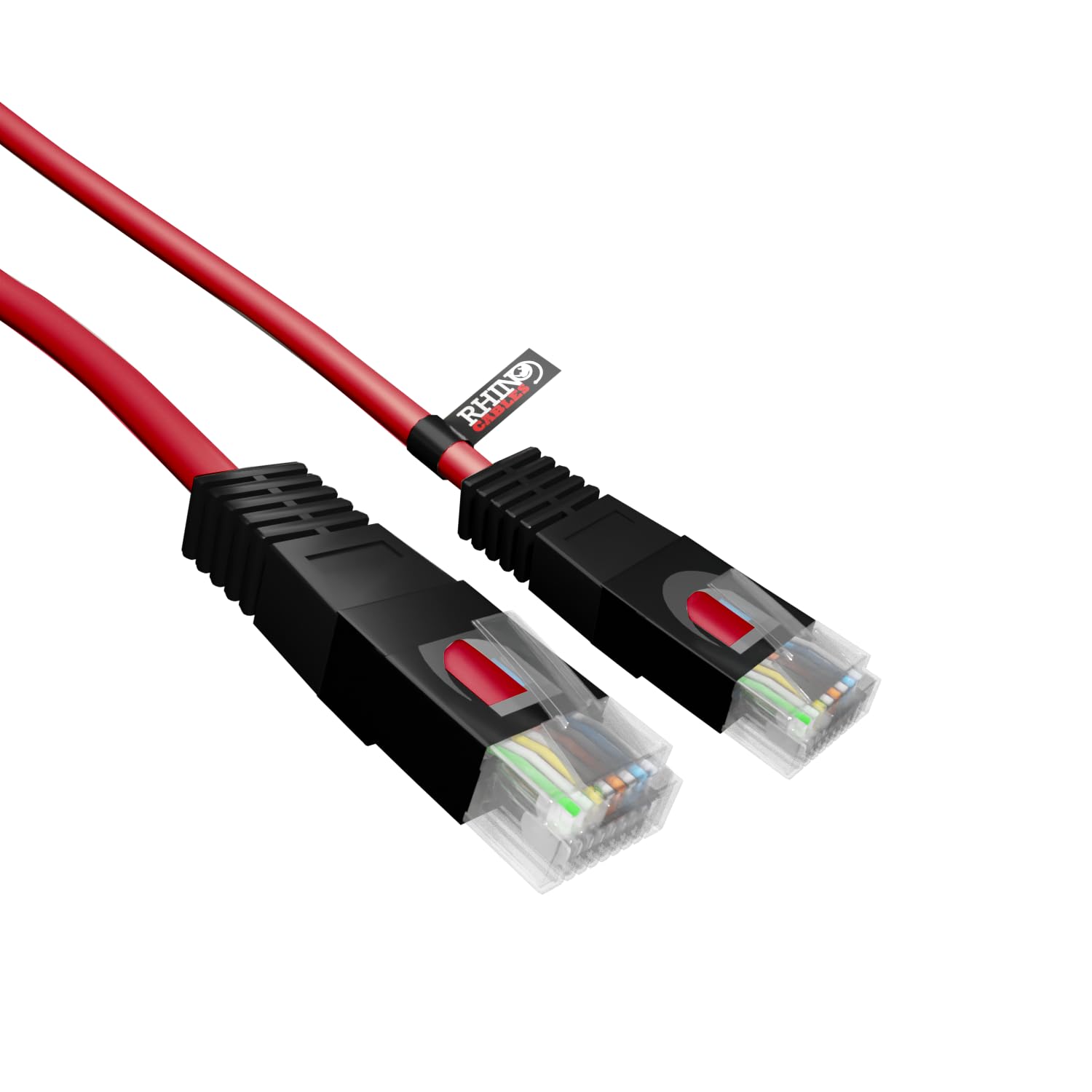 rhinocables Crossover Patch Cable – Cat5e Ethernet Lead for Direct Machine-to-Machine Communication, Console Pairing & Data Syncing | 26AWG Copper UTP Core (Red, 2m)