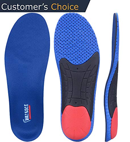 Valsole Sport Insoles for Plantar Fasciitis Women and Men Full Length Shoe Insert with Arch Support-Shock Absorption & Cushioning Insert for Flat Feet, Heel Spurs & Foot Pain (Blue, US 6.5-9 Women)