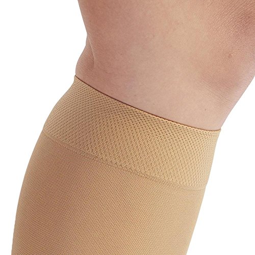 Ames Walker AW Style 213 Microfiber Opaque 20 30 Firm Compression Open Toe Knee High Stockings Sand Medium Relieves Pain of Tired Aching Legs and mild varicose Veins Post sclerotherapy Treatment - Thumbnail 3
