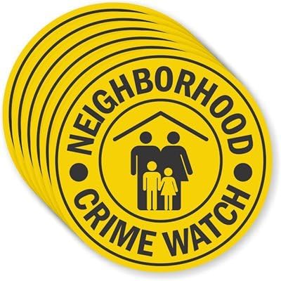 Neighborhood Crime Watch (with Graphic), Adhesive Signs and Labels, 5 Labels / Pack, 3" x 3"