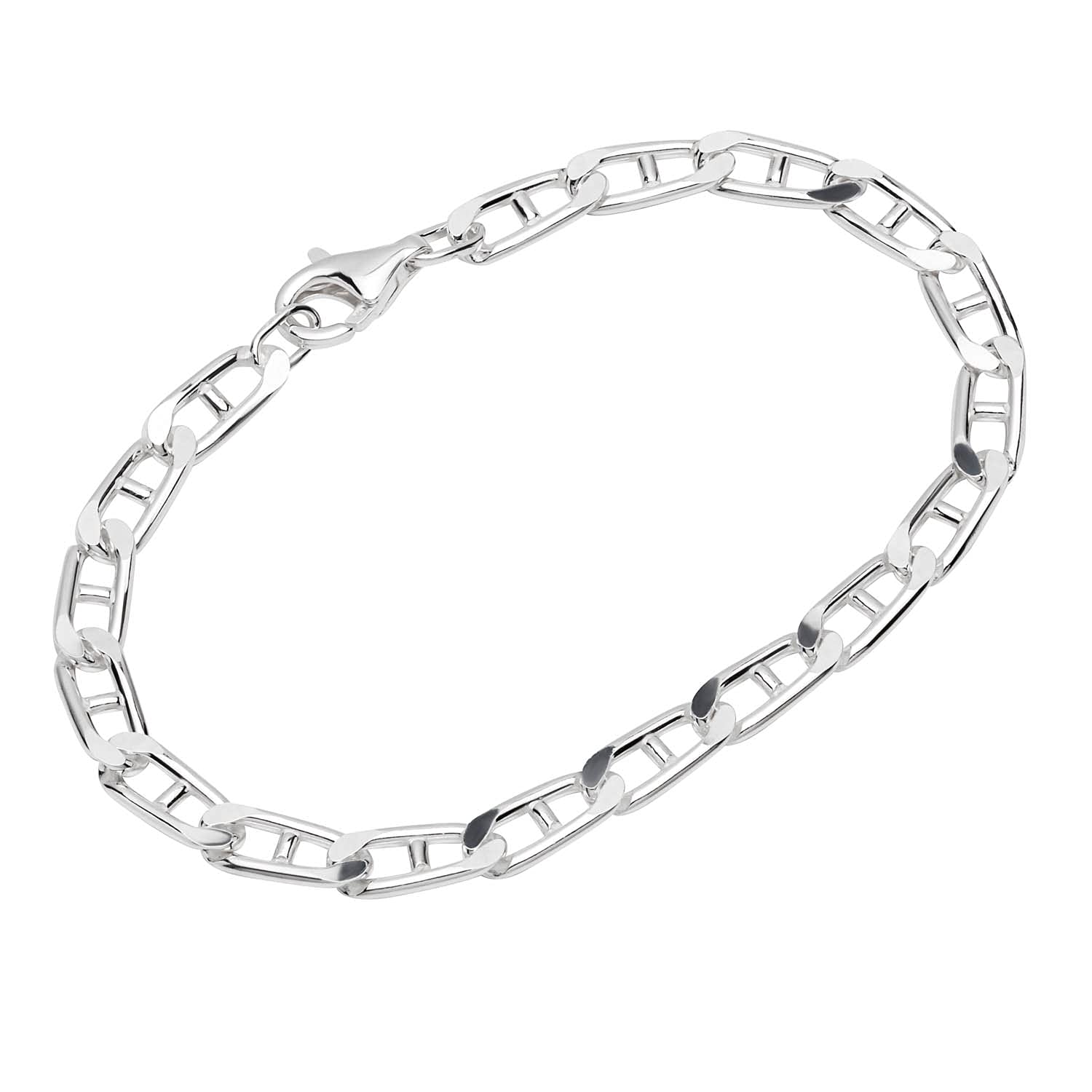 NKlaus bracelet 925 Sterling Silver 20cm bar long tank chain diamond bracelet chain 12190