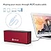 [14 Hour Playtime Loud Speaker]iClever Bluetooth V4.2 Speaker with Touch Control, 20W Premium Portable Wireless Stereo, Dual Passive Driver,Red Black