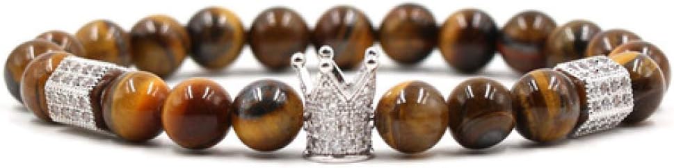 Wuligeya Chakra bracelet micro-set white zircon 2x4 corner column crown bracelet white pine stone tiger eye stone male and female bracelet