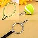 BBTO 6 Pieces Tennis Racket Keychain Key Rings Metal Tennis Ball Split Ring, 6 Colors