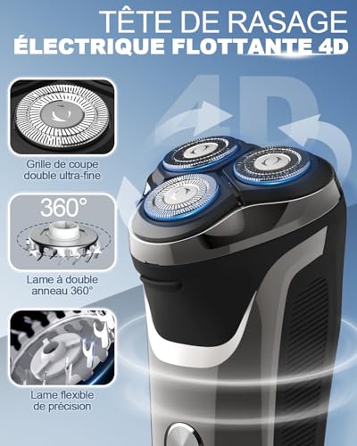 Professional Men's Electric Shaver with LCD Display, 4D Wireless Rotary Shaver